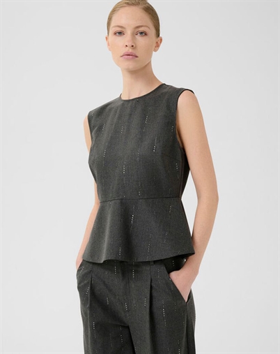 Gestuz - GZAdira Peplum Top - Dark Grey Melange